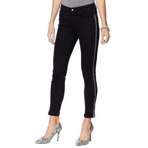 G by Giuliana G-Sculpt skinny ankle jeans black silver stripe 10 like new